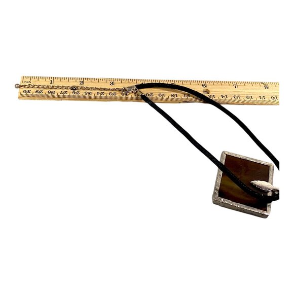 VTG Choker Necklace 14" Pendant UN 1993 Snow Leopard Stamp Cord Y2K Indie Boho - Picture 13 of 16